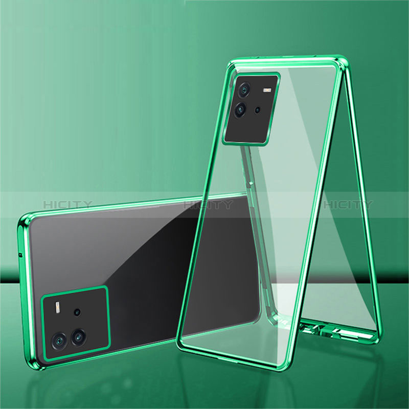 Coque Rebord Bumper Luxe Aluminum Metal Miroir 360 Degres Housse Etui Aimant pour Vivo iQOO Neo6 SE 5G Plus