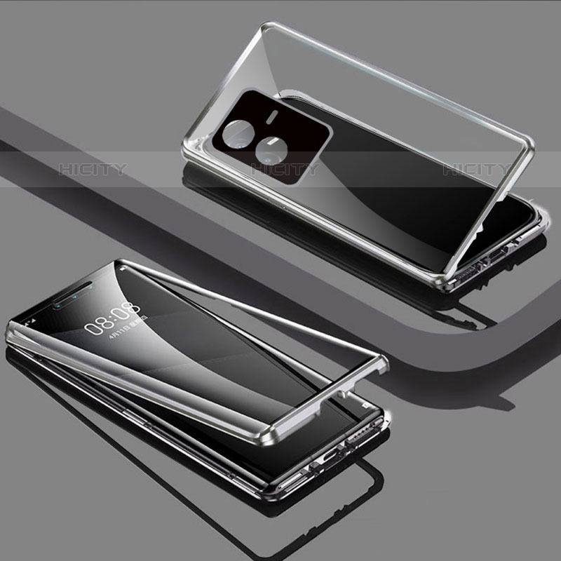 Coque Rebord Bumper Luxe Aluminum Metal Miroir 360 Degres Housse Etui Aimant pour Vivo iQOO Z6x Plus