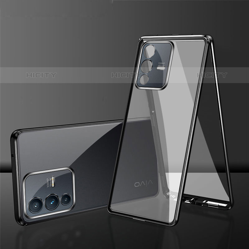 Coque Rebord Bumper Luxe Aluminum Metal Miroir 360 Degres Housse Etui Aimant pour Vivo V25 Pro 5G Plus