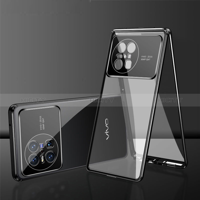 Coque Rebord Bumper Luxe Aluminum Metal Miroir 360 Degres Housse Etui Aimant pour Vivo X Note Noir Plus