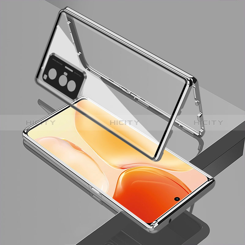 Coque Rebord Bumper Luxe Aluminum Metal Miroir 360 Degres Housse Etui Aimant pour Vivo X70 5G Plus