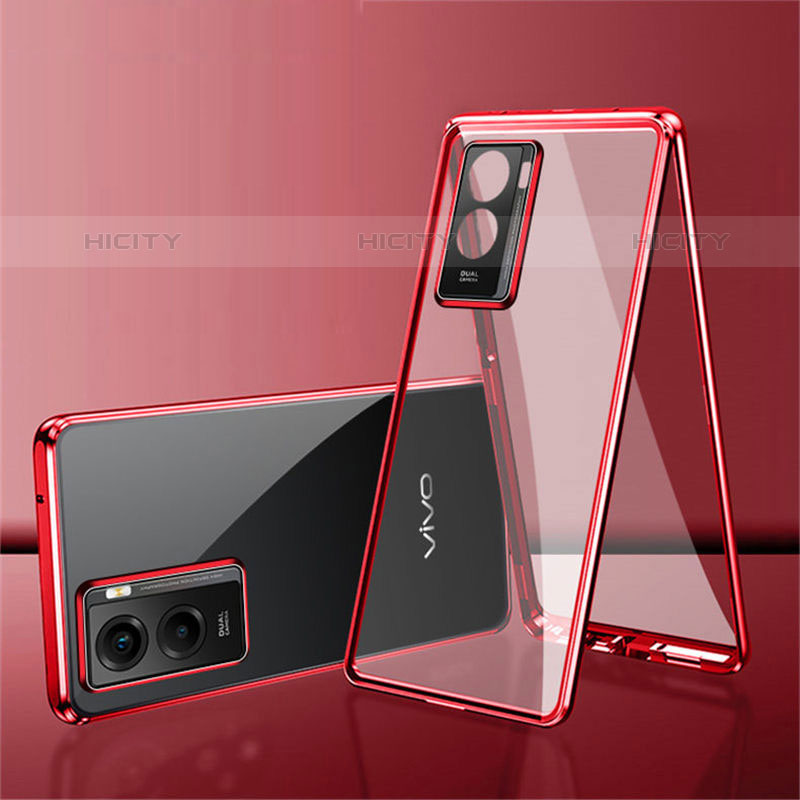 Coque Rebord Bumper Luxe Aluminum Metal Miroir 360 Degres Housse Etui Aimant pour Vivo Y55s (2021) Plus