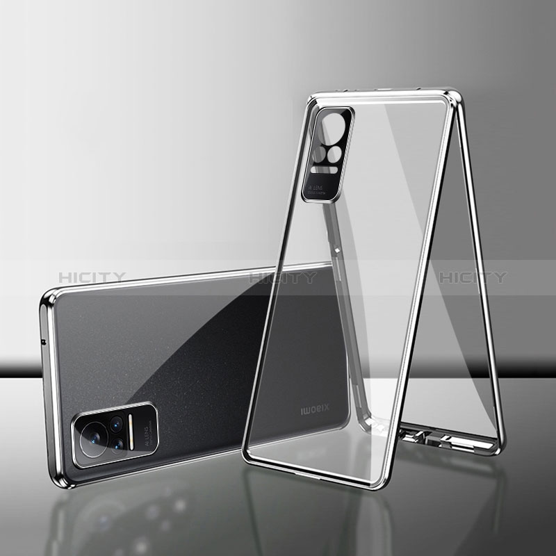 Coque Rebord Bumper Luxe Aluminum Metal Miroir 360 Degres Housse Etui Aimant pour Xiaomi Civi 1S 5G Argent Plus