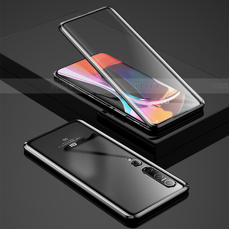 Coque Rebord Bumper Luxe Aluminum Metal Miroir 360 Degres Housse Etui Aimant pour Xiaomi Mi 10 Noir Plus