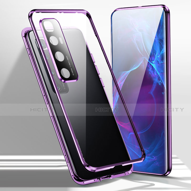 Coque Rebord Bumper Luxe Aluminum Metal Miroir 360 Degres Housse Etui Aimant pour Xiaomi Mi 10 Ultra Violet Plus