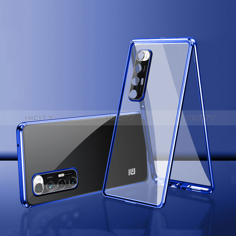 Coque Rebord Bumper Luxe Aluminum Metal Miroir 360 Degres Housse Etui Aimant pour Xiaomi Mi 10S 5G Bleu Plus