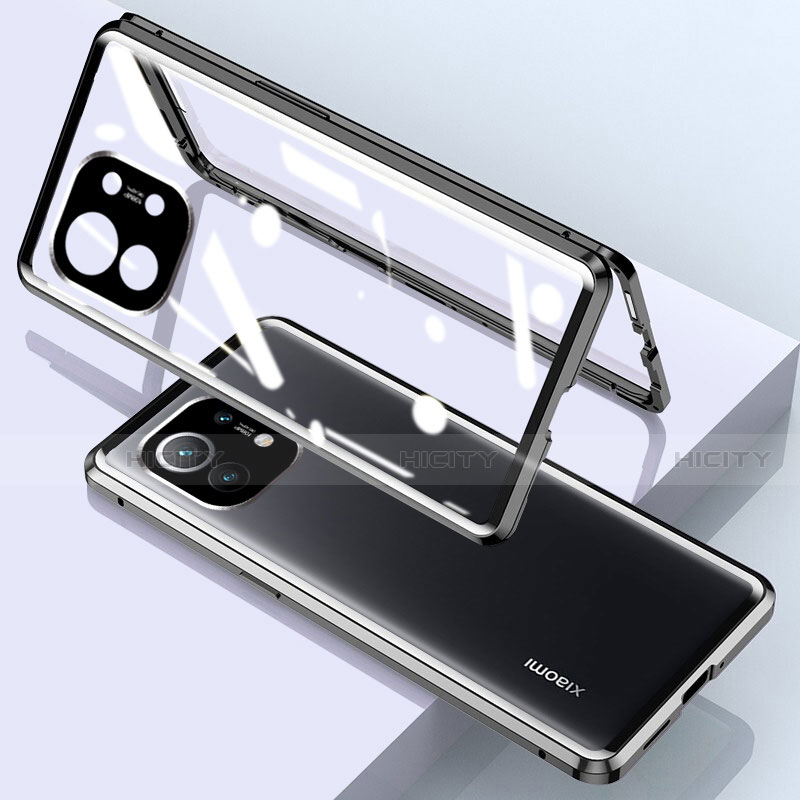 Coque Rebord Bumper Luxe Aluminum Metal Miroir 360 Degres Housse Etui Aimant pour Xiaomi Mi 11 Lite 5G NE Noir Plus