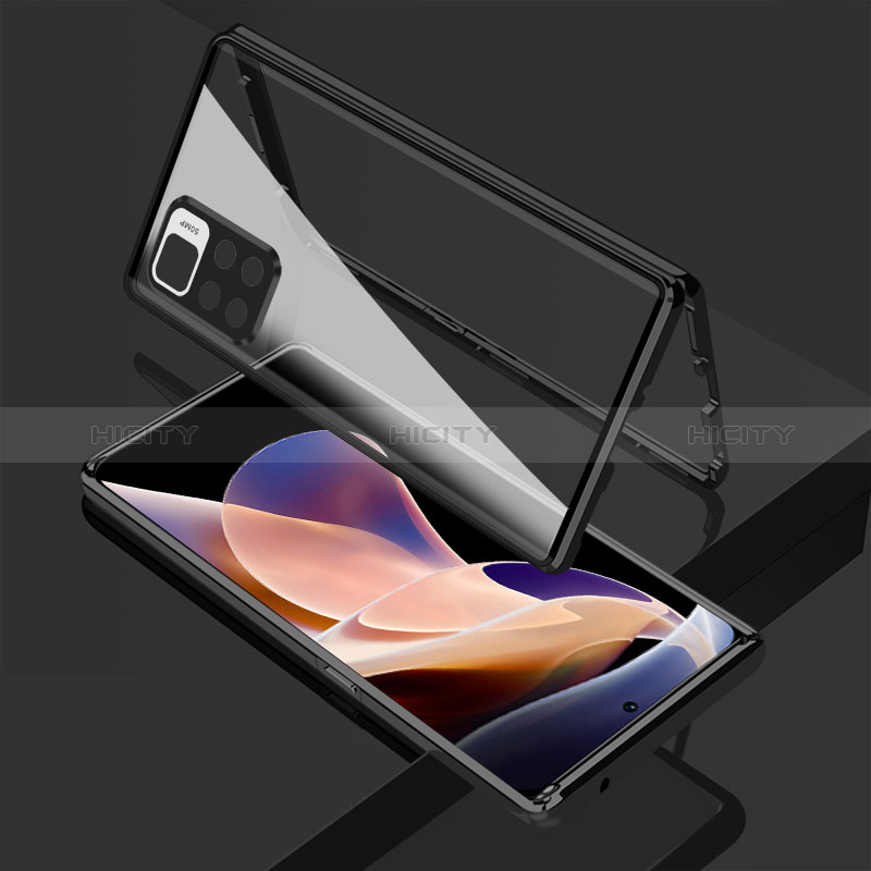 Coque Rebord Bumper Luxe Aluminum Metal Miroir 360 Degres Housse Etui Aimant pour Xiaomi Mi 11i 5G (2022) Noir Plus