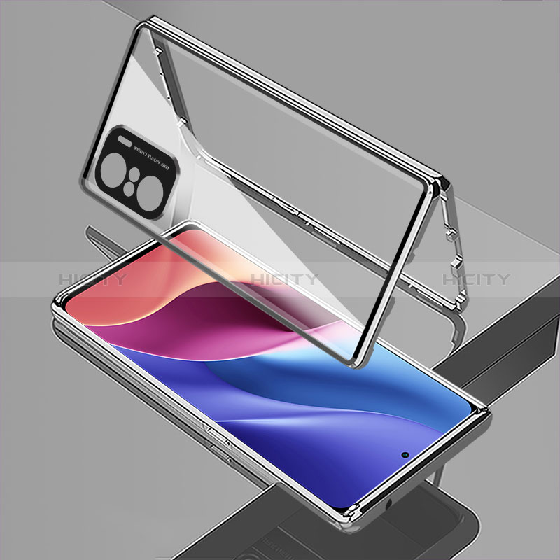 Coque Rebord Bumper Luxe Aluminum Metal Miroir 360 Degres Housse Etui Aimant pour Xiaomi Mi 11i 5G Argent Plus