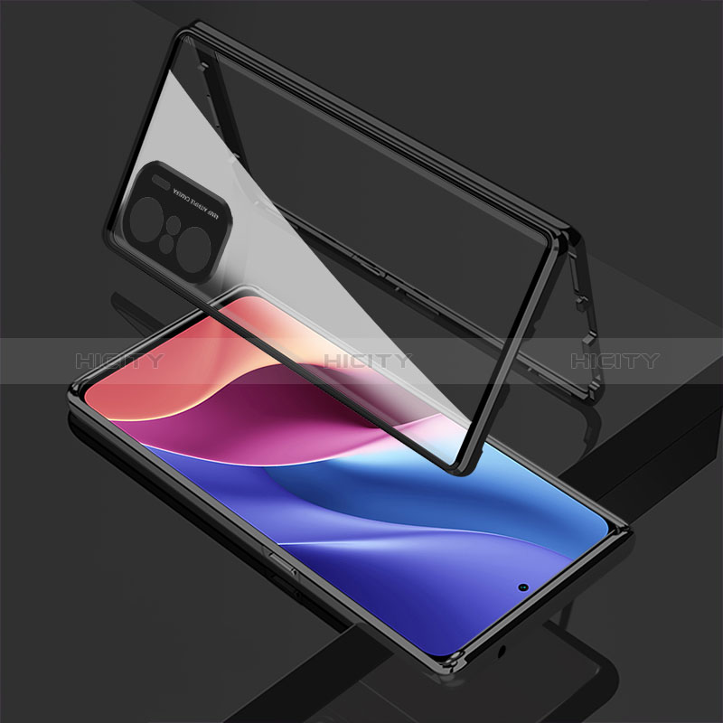 Coque Rebord Bumper Luxe Aluminum Metal Miroir 360 Degres Housse Etui Aimant pour Xiaomi Mi 11i 5G Noir Plus