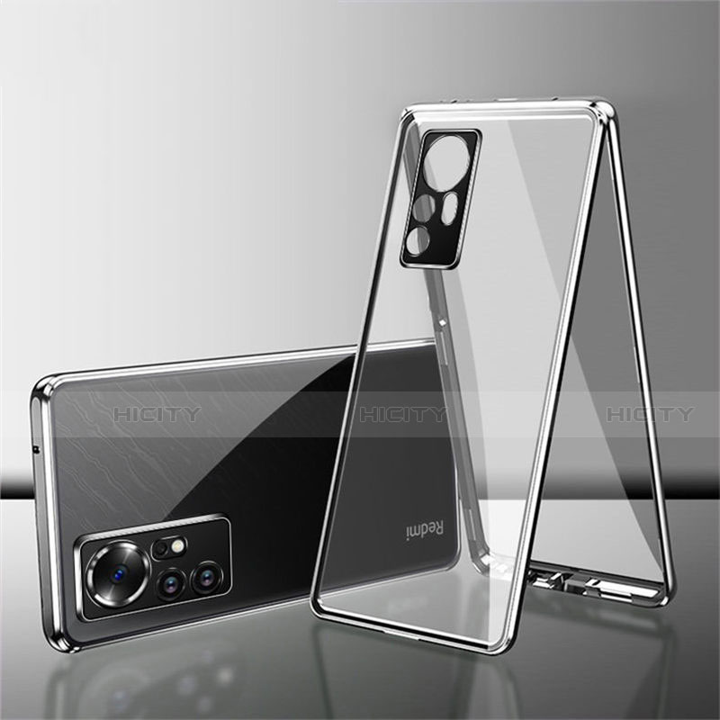 Coque Rebord Bumper Luxe Aluminum Metal Miroir 360 Degres Housse Etui Aimant pour Xiaomi Mi 12 5G Argent Plus