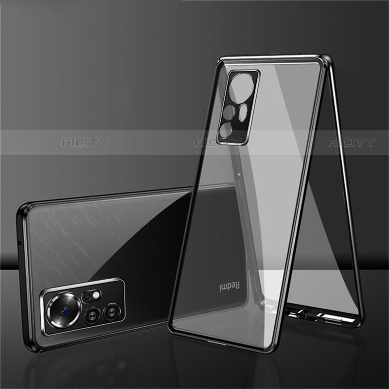 Coque Rebord Bumper Luxe Aluminum Metal Miroir 360 Degres Housse Etui Aimant pour Xiaomi Mi 12X 5G Noir Plus