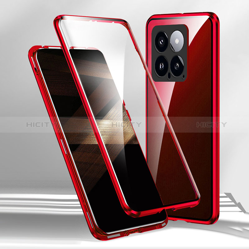 Coque Rebord Bumper Luxe Aluminum Metal Miroir 360 Degres Housse Etui Aimant pour Xiaomi Mi 14 5G Plus