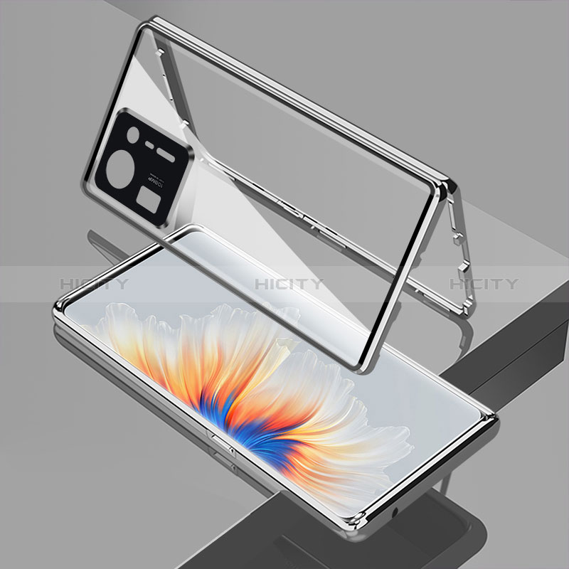 Coque Rebord Bumper Luxe Aluminum Metal Miroir 360 Degres Housse Etui Aimant pour Xiaomi Mi Mix 4 5G Argent Plus