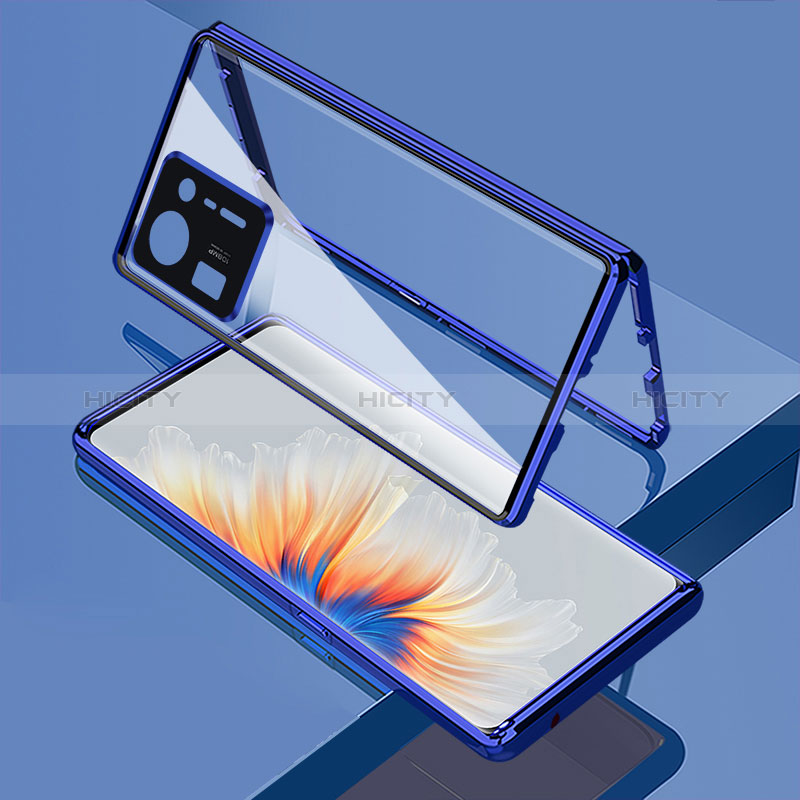 Coque Rebord Bumper Luxe Aluminum Metal Miroir 360 Degres Housse Etui Aimant pour Xiaomi Mi Mix 4 5G Bleu Plus