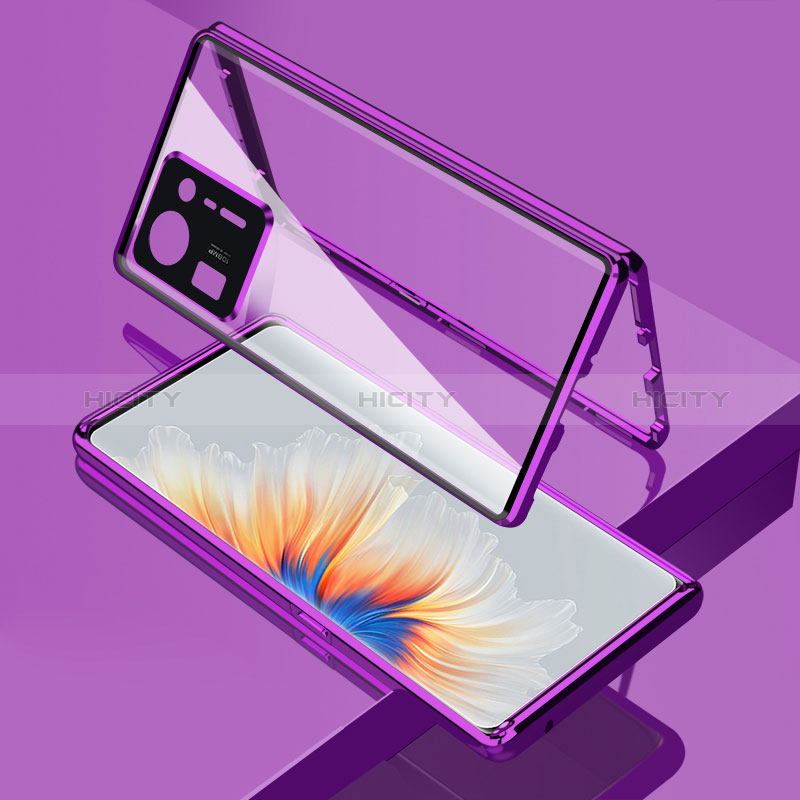 Coque Rebord Bumper Luxe Aluminum Metal Miroir 360 Degres Housse Etui Aimant pour Xiaomi Mi Mix 4 5G Violet Plus