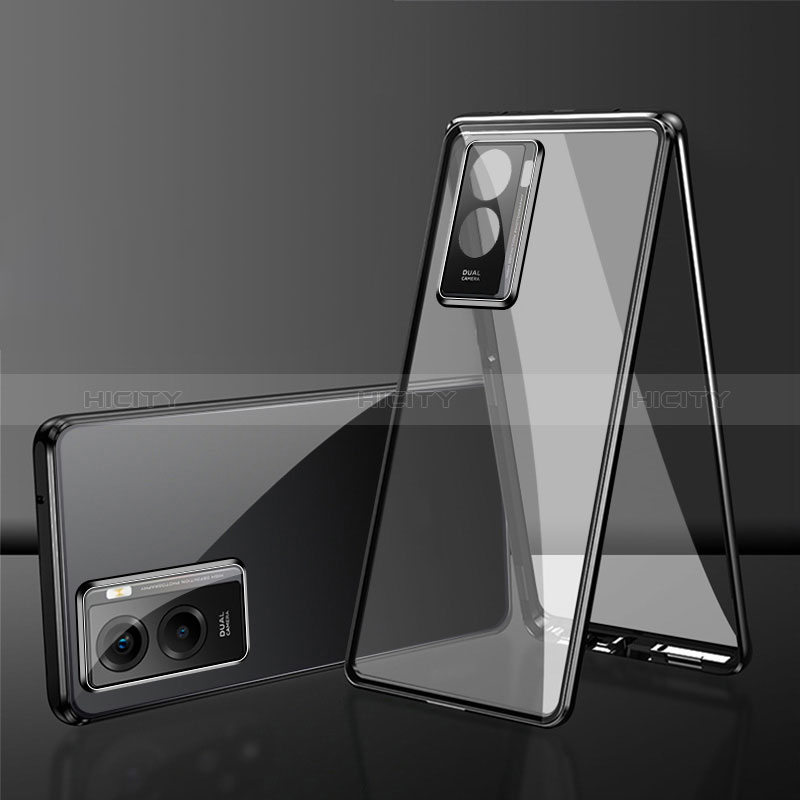 Coque Rebord Bumper Luxe Aluminum Metal Miroir 360 Degres Housse Etui Aimant pour Xiaomi Poco C50 Noir Plus