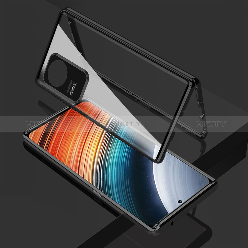 Coque Rebord Bumper Luxe Aluminum Metal Miroir 360 Degres Housse Etui Aimant pour Xiaomi Poco F4 5G Noir Plus