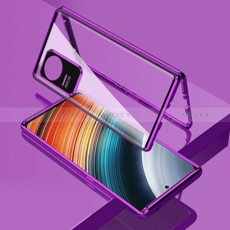 Coque Rebord Bumper Luxe Aluminum Metal Miroir 360 Degres Housse Etui Aimant pour Xiaomi Poco F4 5G Plus