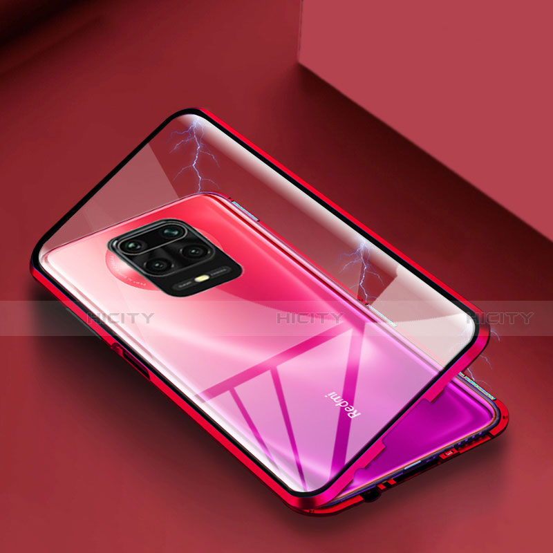 Coque Rebord Bumper Luxe Aluminum Metal Miroir 360 Degres Housse Etui Aimant pour Xiaomi Poco M2 Pro Rouge Plus