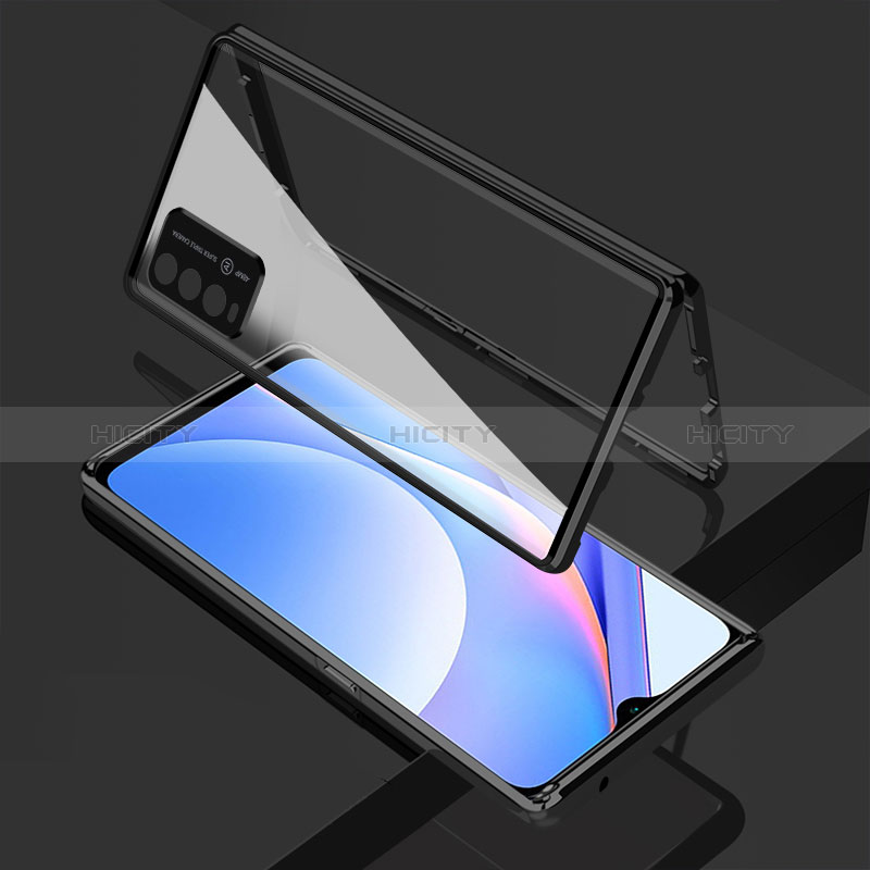 Coque Rebord Bumper Luxe Aluminum Metal Miroir 360 Degres Housse Etui Aimant pour Xiaomi Redmi 9 Power Plus