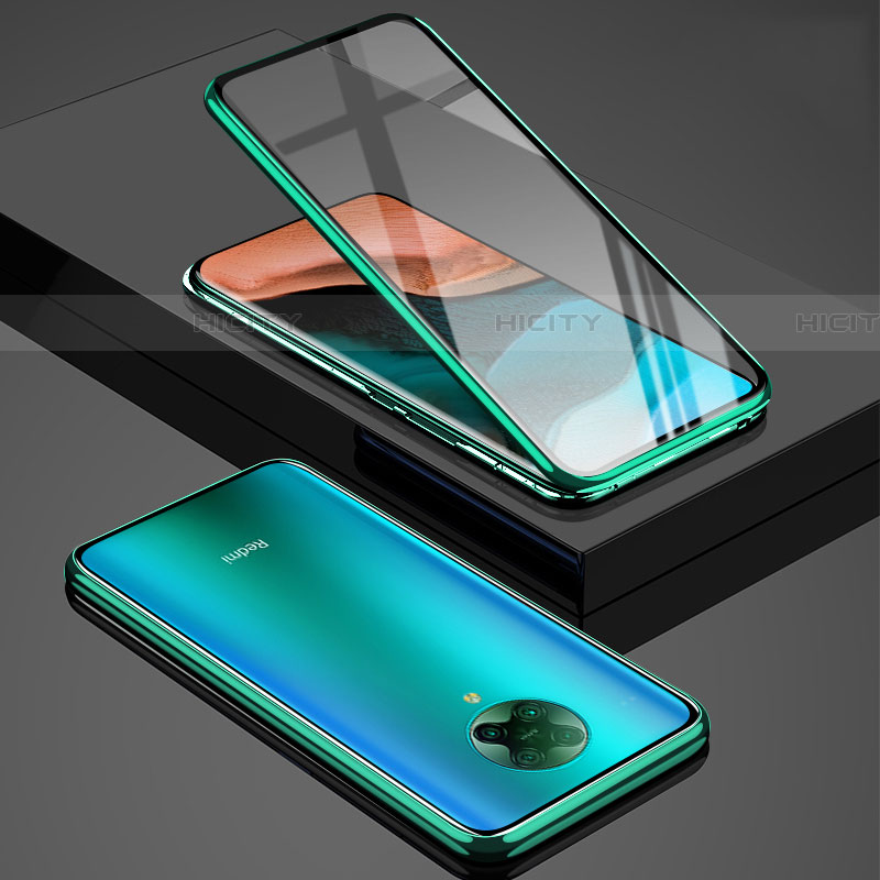 Coque Rebord Bumper Luxe Aluminum Metal Miroir 360 Degres Housse Etui Aimant pour Xiaomi Redmi K30 Pro 5G Vert Plus