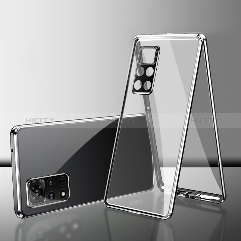 Coque Rebord Bumper Luxe Aluminum Metal Miroir 360 Degres Housse Etui Aimant pour Xiaomi Redmi Note 11 4G (2022) Argent Plus