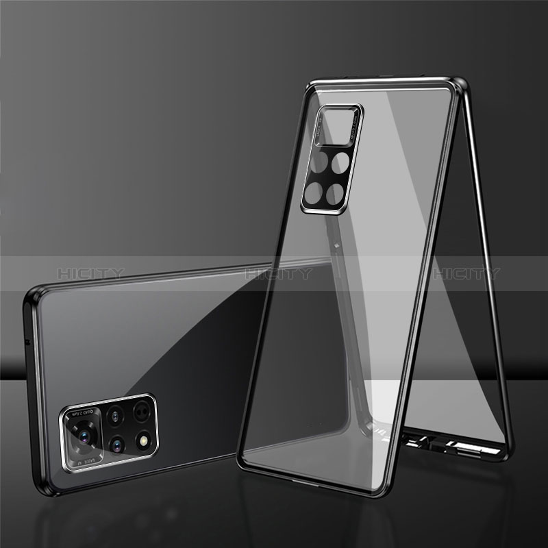 Coque Rebord Bumper Luxe Aluminum Metal Miroir 360 Degres Housse Etui Aimant pour Xiaomi Redmi Note 11 4G (2022) Noir Plus