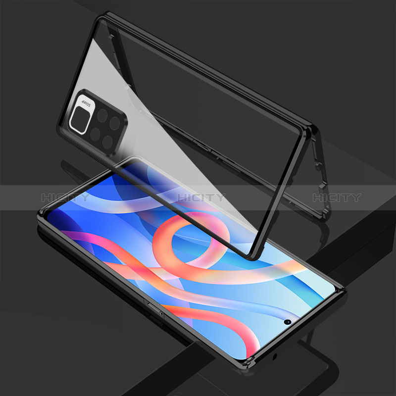 Coque Rebord Bumper Luxe Aluminum Metal Miroir 360 Degres Housse Etui Aimant pour Xiaomi Redmi Note 11 5G Noir Plus