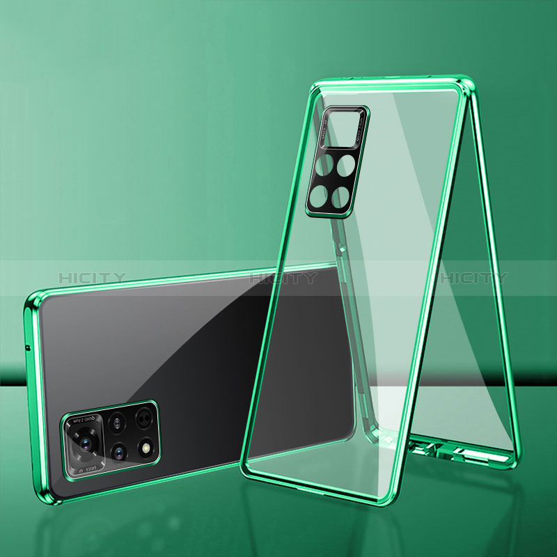 Coque Rebord Bumper Luxe Aluminum Metal Miroir 360 Degres Housse Etui Aimant pour Xiaomi Redmi Note 11 Pro 4G Vert Plus