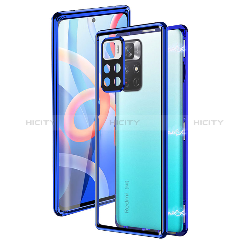 Coque Rebord Bumper Luxe Aluminum Metal Miroir 360 Degres Housse Etui Aimant pour Xiaomi Redmi Note 11T 5G Plus