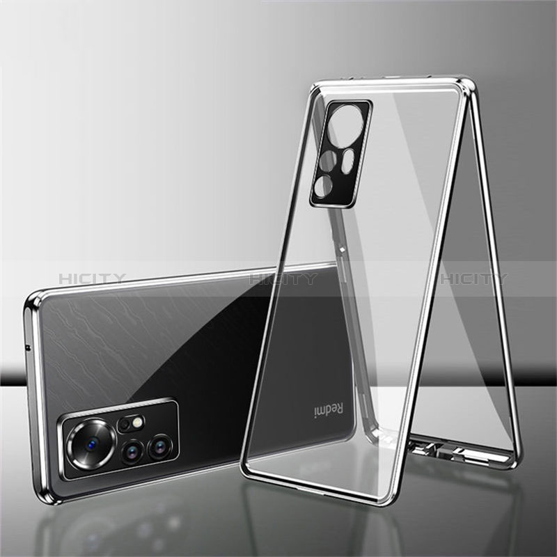 Coque Rebord Bumper Luxe Aluminum Metal Miroir 360 Degres Housse Etui Aimant pour Xiaomi Redmi Note 12S Argent Plus