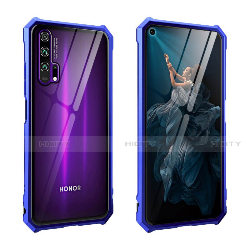 Coque Rebord Bumper Luxe Aluminum Metal Miroir 360 Degres Housse Etui Aimant T01 pour Huawei Honor 20 Pro Bleu Plus