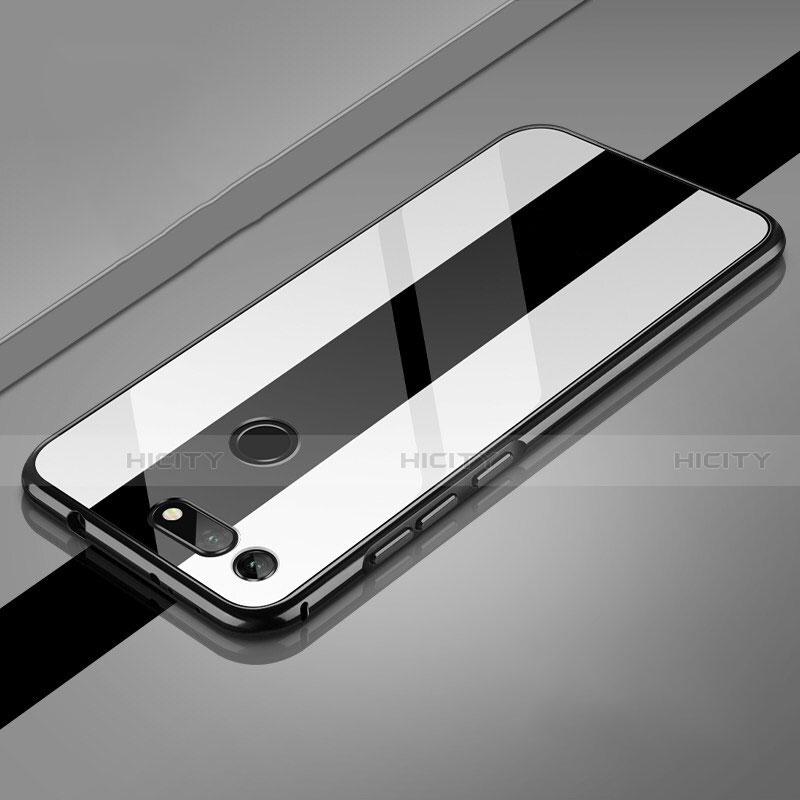 Coque Rebord Bumper Luxe Aluminum Metal Miroir 360 Degres Housse Etui Aimant T01 pour Huawei Honor V20 Blanc Plus