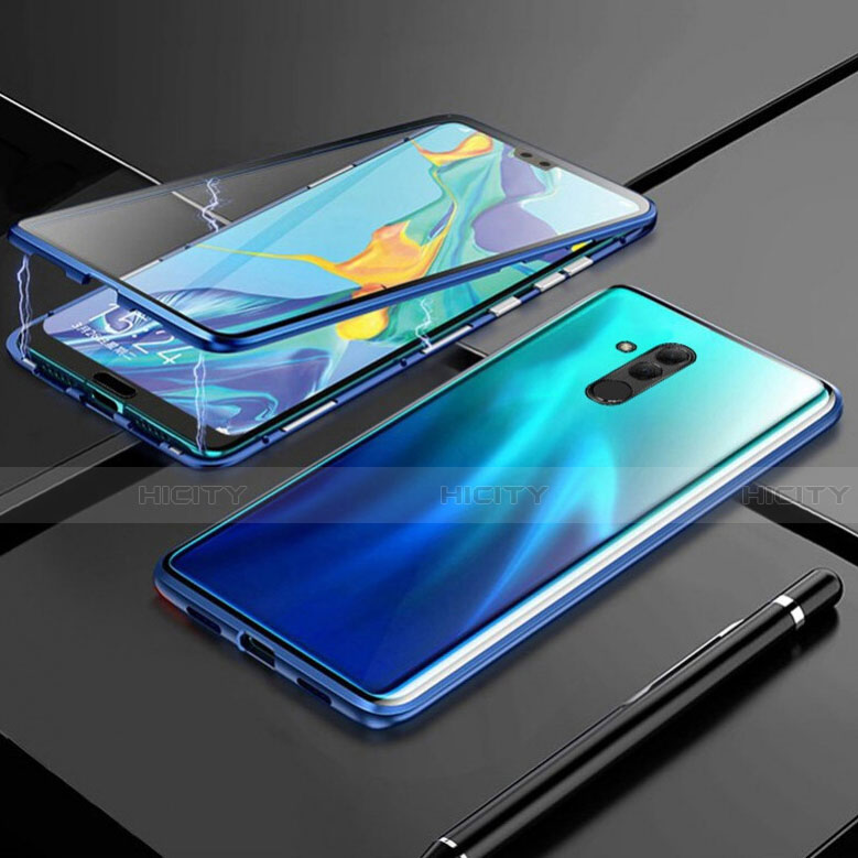 Coque Rebord Bumper Luxe Aluminum Metal Miroir 360 Degres Housse Etui Aimant T01 pour Huawei Mate 20 Lite Bleu Plus