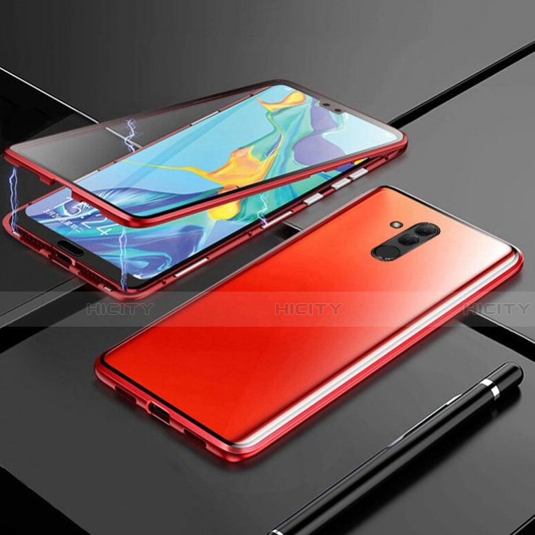 Coque Rebord Bumper Luxe Aluminum Metal Miroir 360 Degres Housse Etui Aimant T01 pour Huawei Mate 20 Lite Rouge Plus