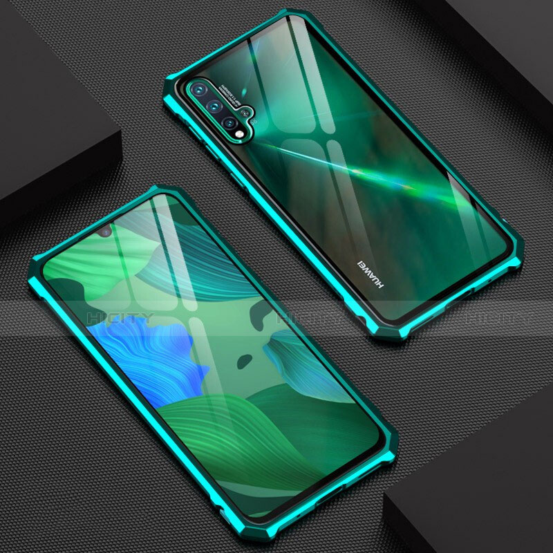 Coque Rebord Bumper Luxe Aluminum Metal Miroir 360 Degres Housse Etui Aimant T01 pour Huawei Nova 5 Pro Cyan Plus