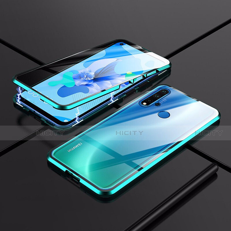 Coque Rebord Bumper Luxe Aluminum Metal Miroir 360 Degres Housse Etui Aimant T01 pour Huawei Nova 5i Cyan Plus