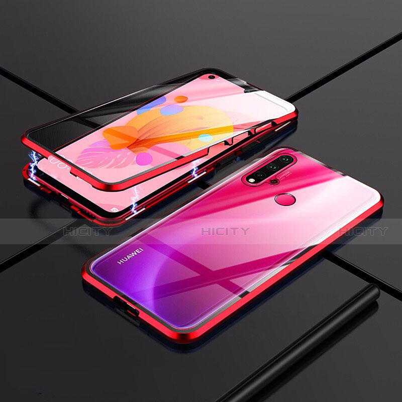 Coque Rebord Bumper Luxe Aluminum Metal Miroir 360 Degres Housse Etui Aimant T01 pour Huawei Nova 5i Rouge Plus