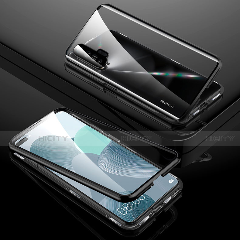 Coque Rebord Bumper Luxe Aluminum Metal Miroir 360 Degres Housse Etui Aimant T01 pour Huawei Nova 6 5G Noir Plus