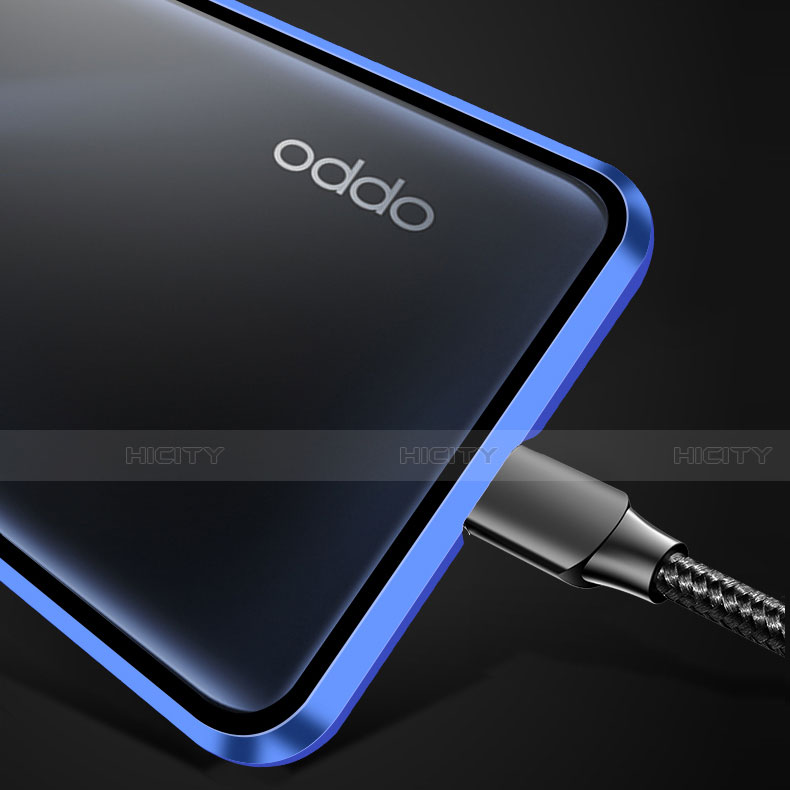 Coque Rebord Bumper Luxe Aluminum Metal Miroir 360 Degres Housse Etui Aimant T01 pour Oppo A92 Plus