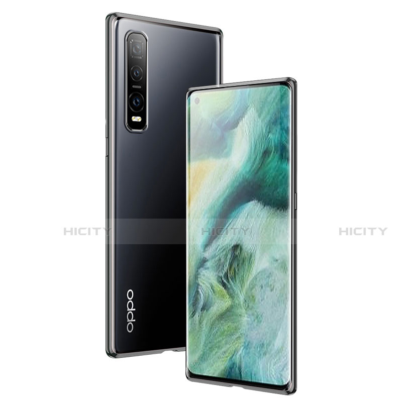 Coque Rebord Bumper Luxe Aluminum Metal Miroir 360 Degres Housse Etui Aimant T01 pour Oppo Find X2 Pro Plus