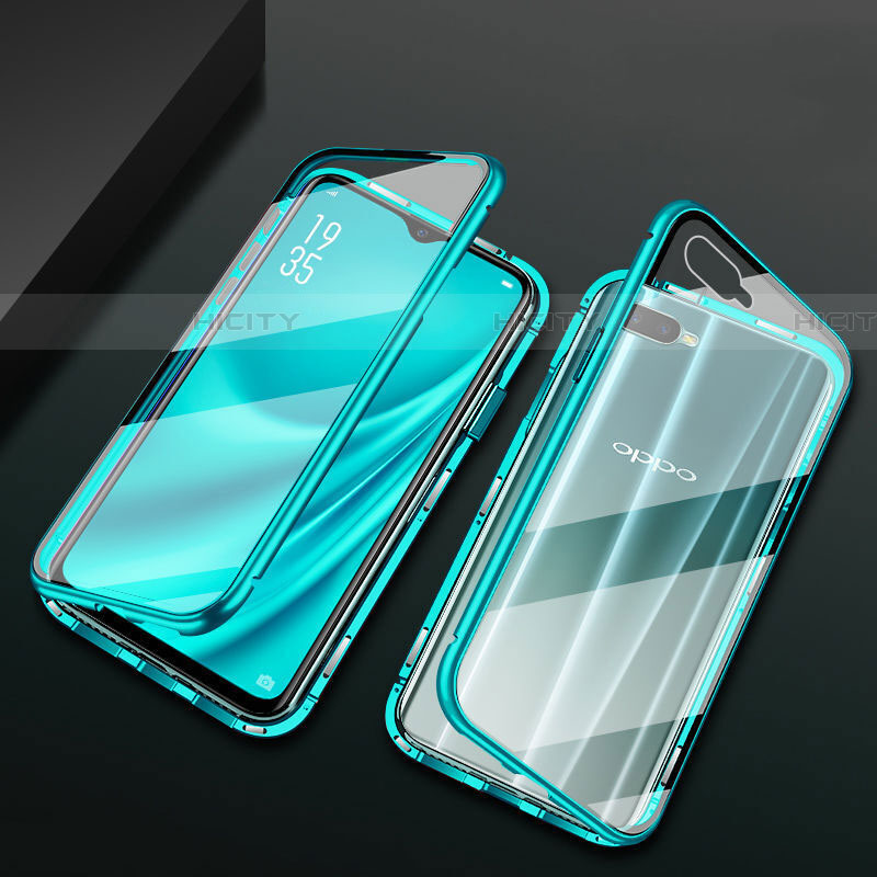 Coque Rebord Bumper Luxe Aluminum Metal Miroir 360 Degres Housse Etui Aimant T01 pour Oppo R17 Neo Vert Plus