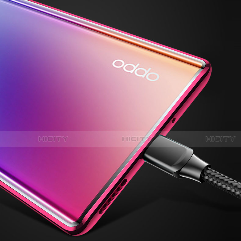 Coque Rebord Bumper Luxe Aluminum Metal Miroir 360 Degres Housse Etui Aimant T01 pour Oppo Reno3 Pro Plus