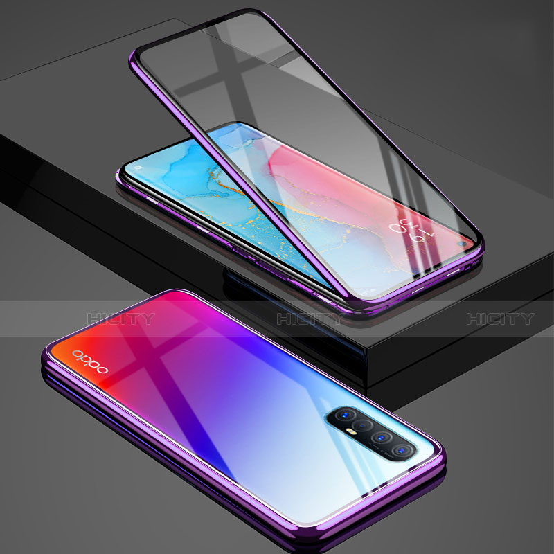 Coque Rebord Bumper Luxe Aluminum Metal Miroir 360 Degres Housse Etui Aimant T01 pour Oppo Reno3 Pro Plus