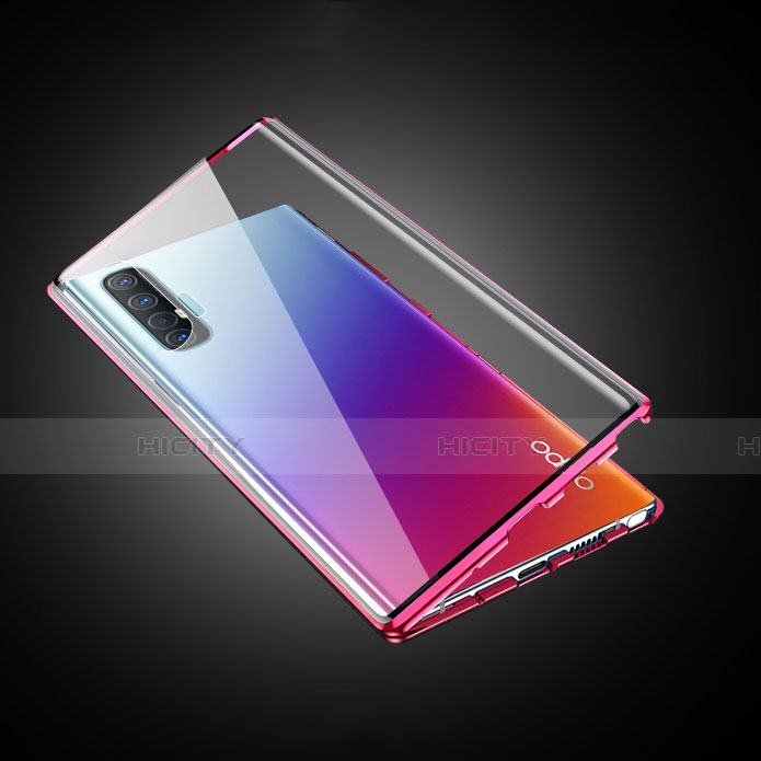 Coque Rebord Bumper Luxe Aluminum Metal Miroir 360 Degres Housse Etui Aimant T01 pour Oppo Reno3 Pro Plus