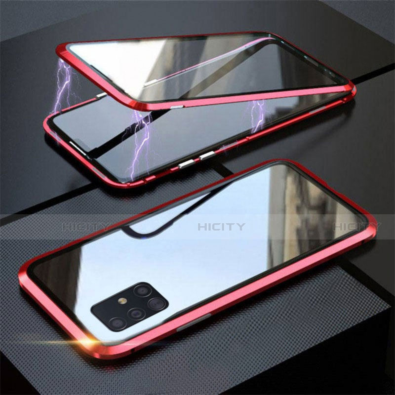 Coque Rebord Bumper Luxe Aluminum Metal Miroir 360 Degres Housse Etui Aimant T01 pour Samsung Galaxy A51 5G Plus