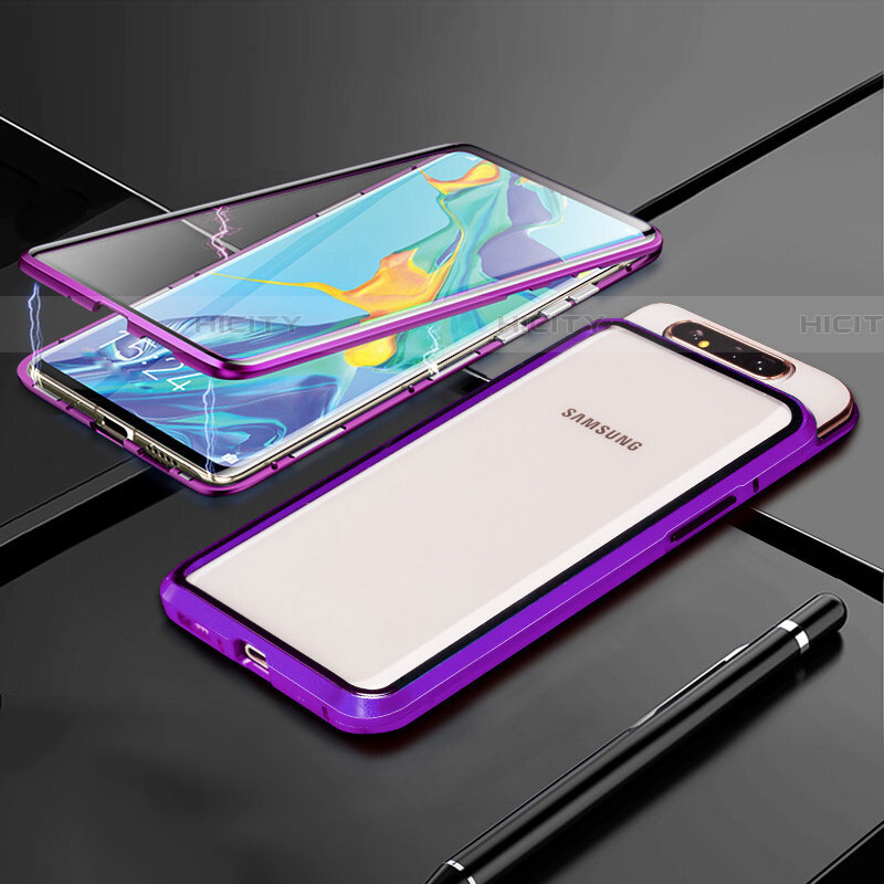 Coque Rebord Bumper Luxe Aluminum Metal Miroir 360 Degres Housse Etui Aimant T01 pour Samsung Galaxy A90 4G Plus