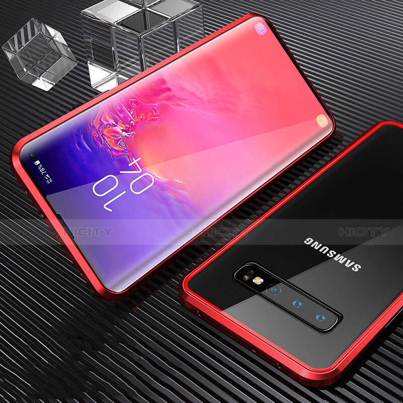 Coque Rebord Bumper Luxe Aluminum Metal Miroir 360 Degres Housse Etui Aimant T01 pour Samsung Galaxy S10 5G Plus