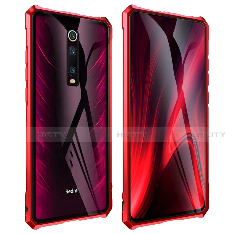 Coque Rebord Bumper Luxe Aluminum Metal Miroir 360 Degres Housse Etui Aimant T01 pour Xiaomi Mi 9T Rouge Plus